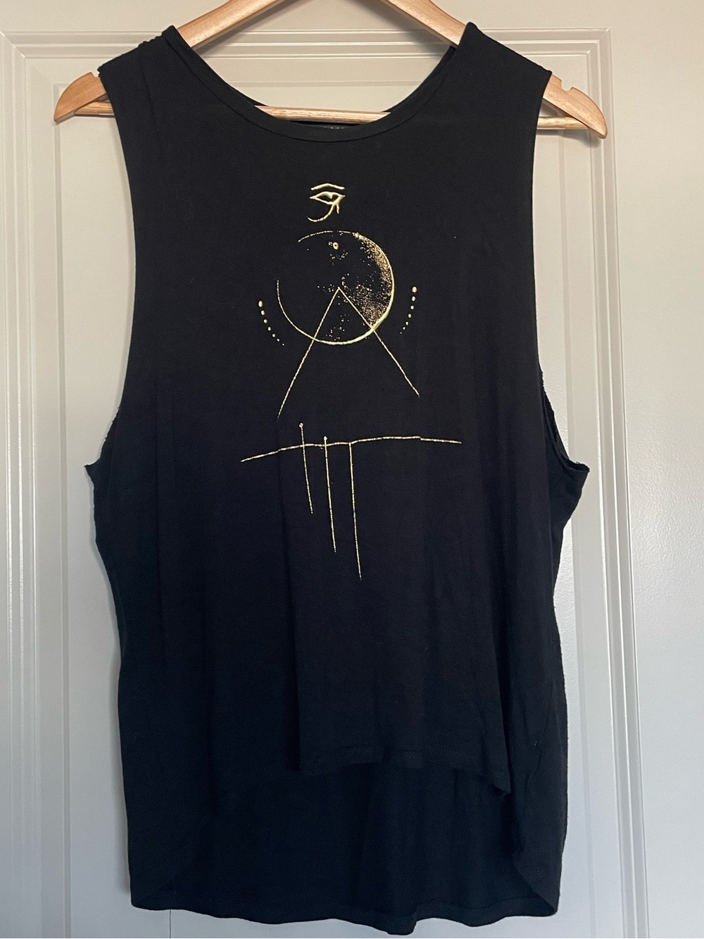 Neoclassics Black Muscle Tee with Gold Geometric Moon